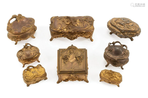 Eight French Art Nouveau Gilt Boxes