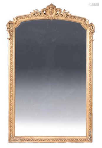 Continental Carved Giltwood Overmantel Mirror