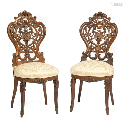 Rococo Carved Rosewood Chairs, attr. Meeks