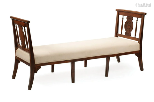 French Neoclassical Walnut Lit de Repos