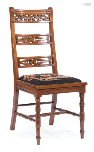 American Aesthetic Carved Mahogany Hall Chair