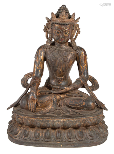 Chinese/Tibetan Bronze Figure of Amitayus