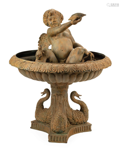 Neoclassical-Style Patinated Bronze Fountain