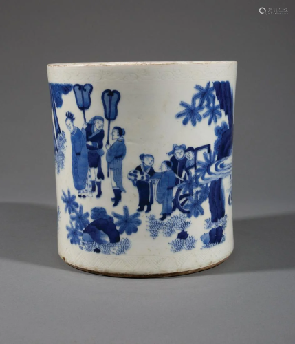 Chinese Blue and white Porcelain Brush Pot
