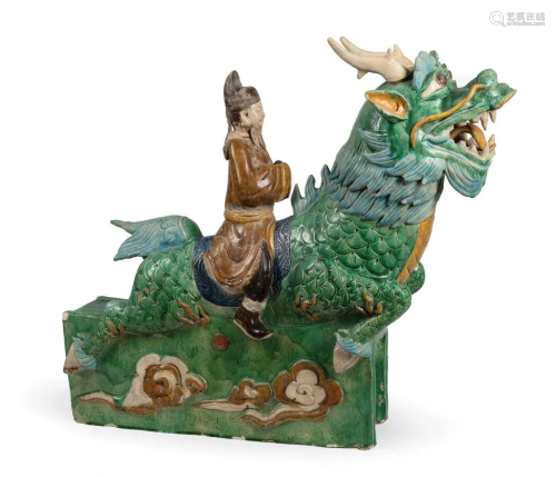 Chinese Sancai Glazed Tilework Figural Group