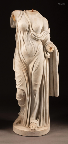 Carved Marble Classical Figure Standing Woman