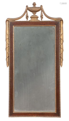 Adam-Style Carved and Parcel Gilt Mahogany Mirror
