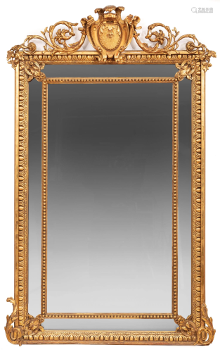 Louis XVI-Style Giltwood Cushion Mirror