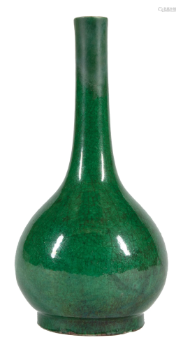 Chinese Green Glazed Porcelain Bottle Vase