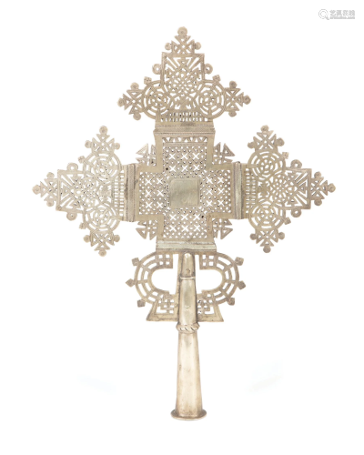 Ethiopian Coptic Nickel Silver Processional Cross