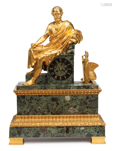 Louis Philippe Gilt Bronzem, Marble Mantel Clock