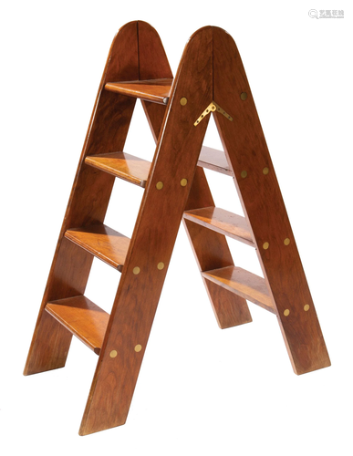 Brass-Mounted Mahogany Folding Library Ladder