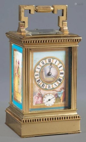 French Porcelain Mounted Carriage Clock