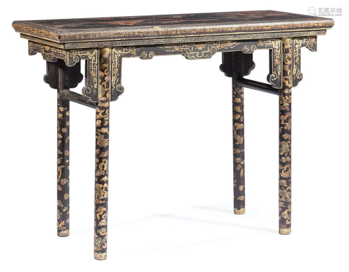 Chinese Black Lacquer Altar Table