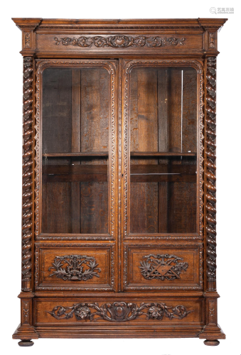 American Renaissance Carved Oak Bookcase