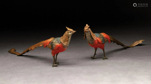 Pair of Austrian Cold Painted Pheasants