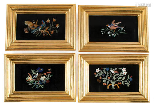 Four Framed Pietra Dura Plaques