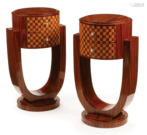 Pair of Art Deco-Style Inlaid 