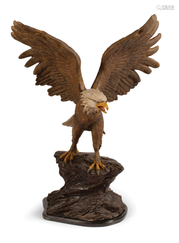 Cold Painted Bronze Figure of a Bald Eagle