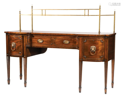 Regency Brass-Mounted Carved Mahogany Sideboard