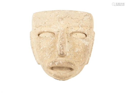 Pre-Columbian Carved Limestone Mask