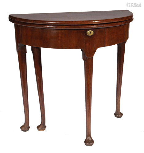 Queen Anne Mahogany Demilune Table