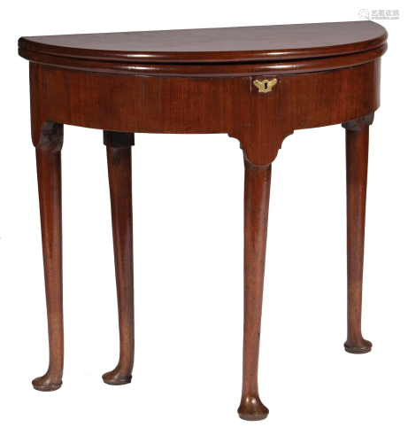 Queen Anne Mahogany Demilune Table