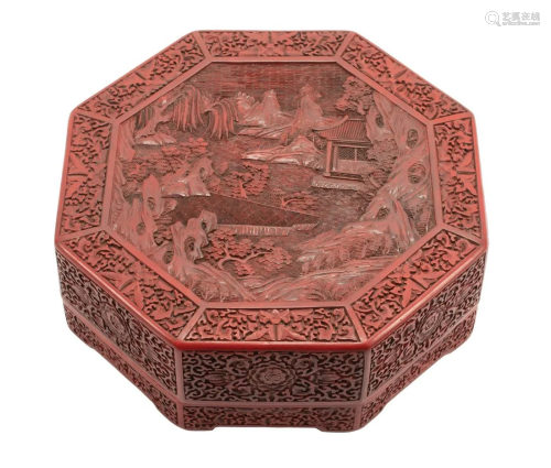 Chinese Red Lacquer Octagonal Box