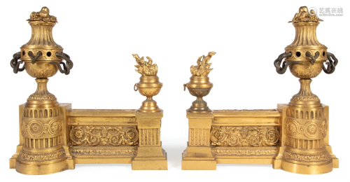 Pair of Napoleon III Gilt Bronze Chenets