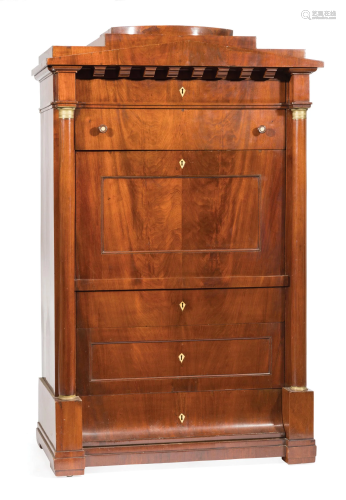 Bronze-Mounted Mahogany Secretaire a Abattant