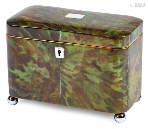 Regency Green-Stained Tortoiseshell Tea Caddy