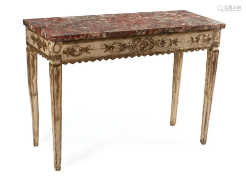 Neoclassical-Style Painted, Parcel Gilt Console