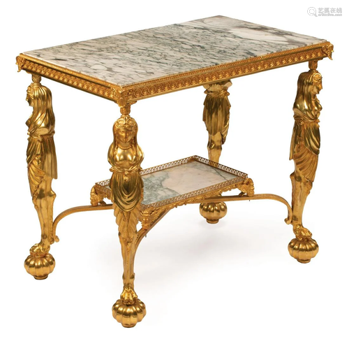 French Egyptianesque Bronze Dore Table