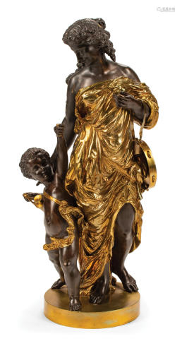Patinated and Gilt Bronze Bacchic Figural Group