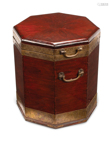 English Brass-Mounted Mahogany Octagonal Box