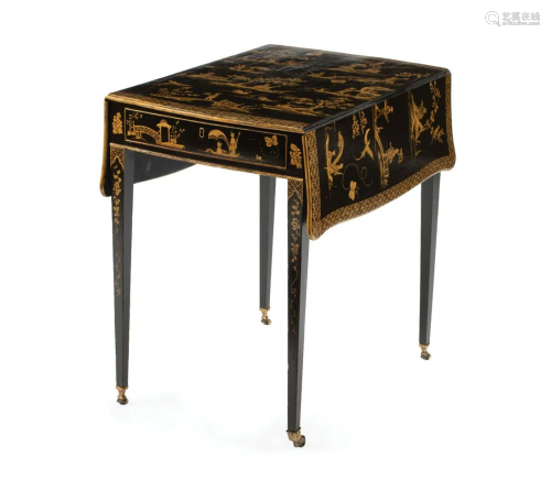 English Chinoiserie Lacquered Pembroke Table