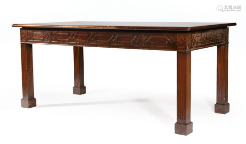 Carved Chippendale-Style Mahogany Library Table