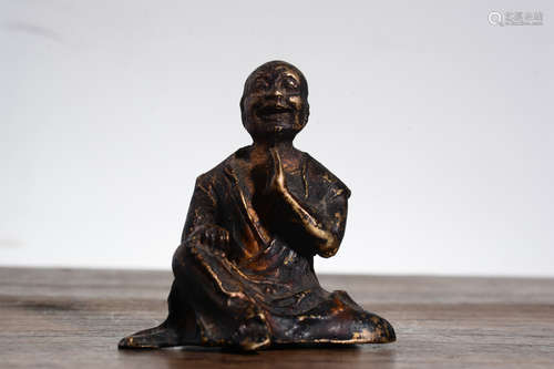 GILT BRONZE CAST 'ARHAT' SEATED FIGURE