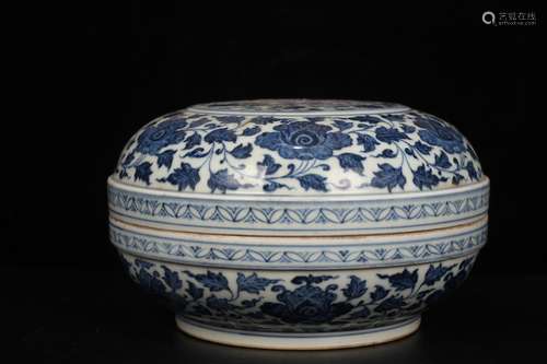 MING DYNASTY CHENGHUA PERIOD--BLUE WHITE FOLIAGE DRAGON BOX