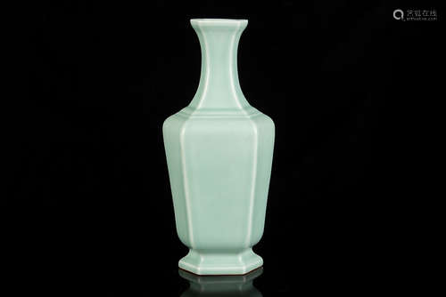 CELADON GLAZED HEXAGONAL FORM VASE