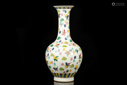 FAMILLE ROSE 'BUTTERFLIES AND FLOWERS' VASE