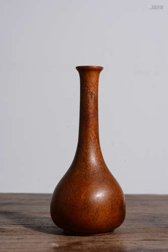 BAMBOO CARVED VASE WITH LONG NECK