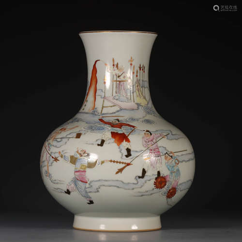 A FAMILLE ROSE FIGURES PORCELAIN VASE