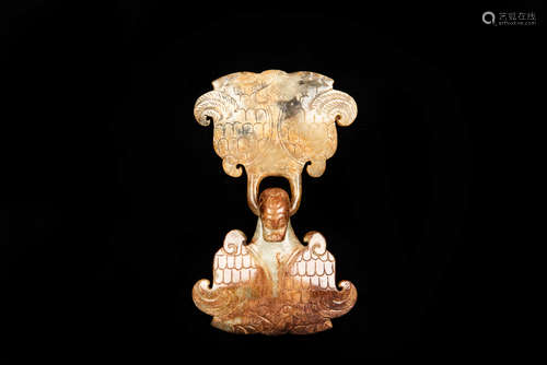 ARCHAIC JADE CARVED LINKED HOOK ORNAMENTS