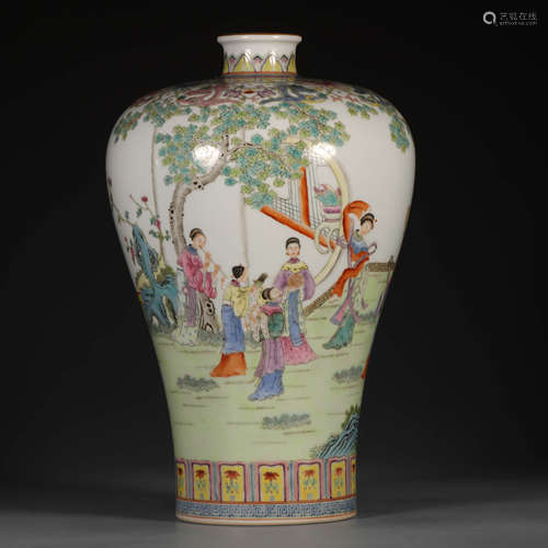 A FAMILLE ROSE FIGURES PORCELAIN MEIPING