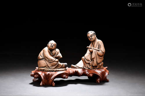 YIXING ZISHA CARVED 'SCHOLARS' FIGURE