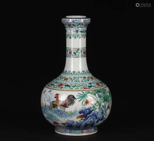 A DOUCAI FLORAL PORCELAIN FLASK