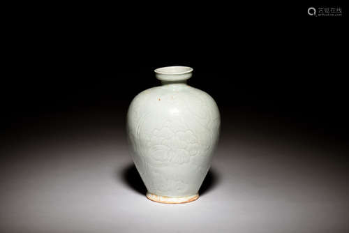 CELADON GLAZED AND IMPRESSED 'FLOWERS' VASE