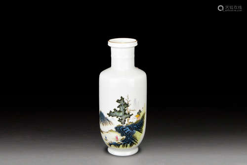 FAMILLE ROSE 'LANDSCAPE SCENERY' VASE