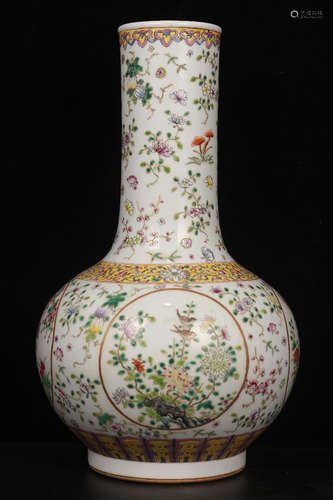 QING DYNASTY GUANGXU PERIOD--FAMILLE ROSE FLOWERS VASE